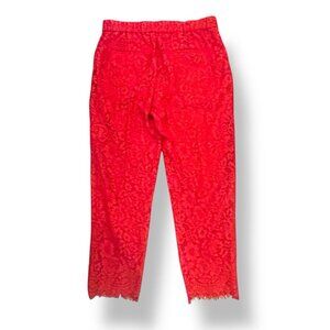 Classic Staple Red Lace Cropped Pants Scalloped Hem & Pockets, Women’s Size 6